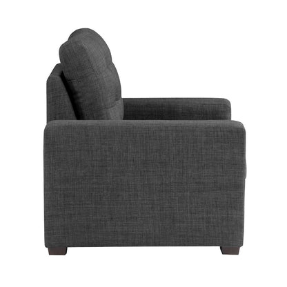 Mccafferty Textured Fabric Chair With Pull-Out Ottoman In Dark Gray