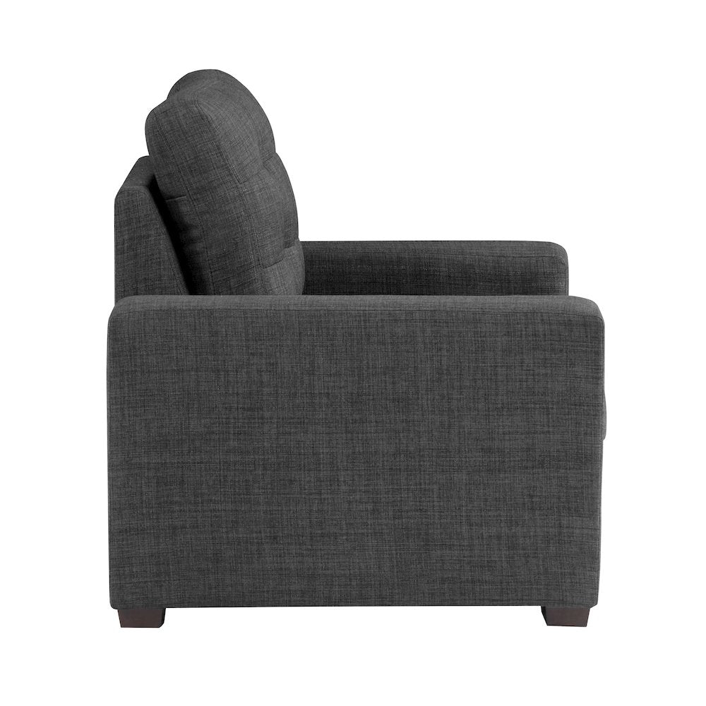 Mccafferty Textured Fabric Chair With Pull-Out Ottoman In Gray