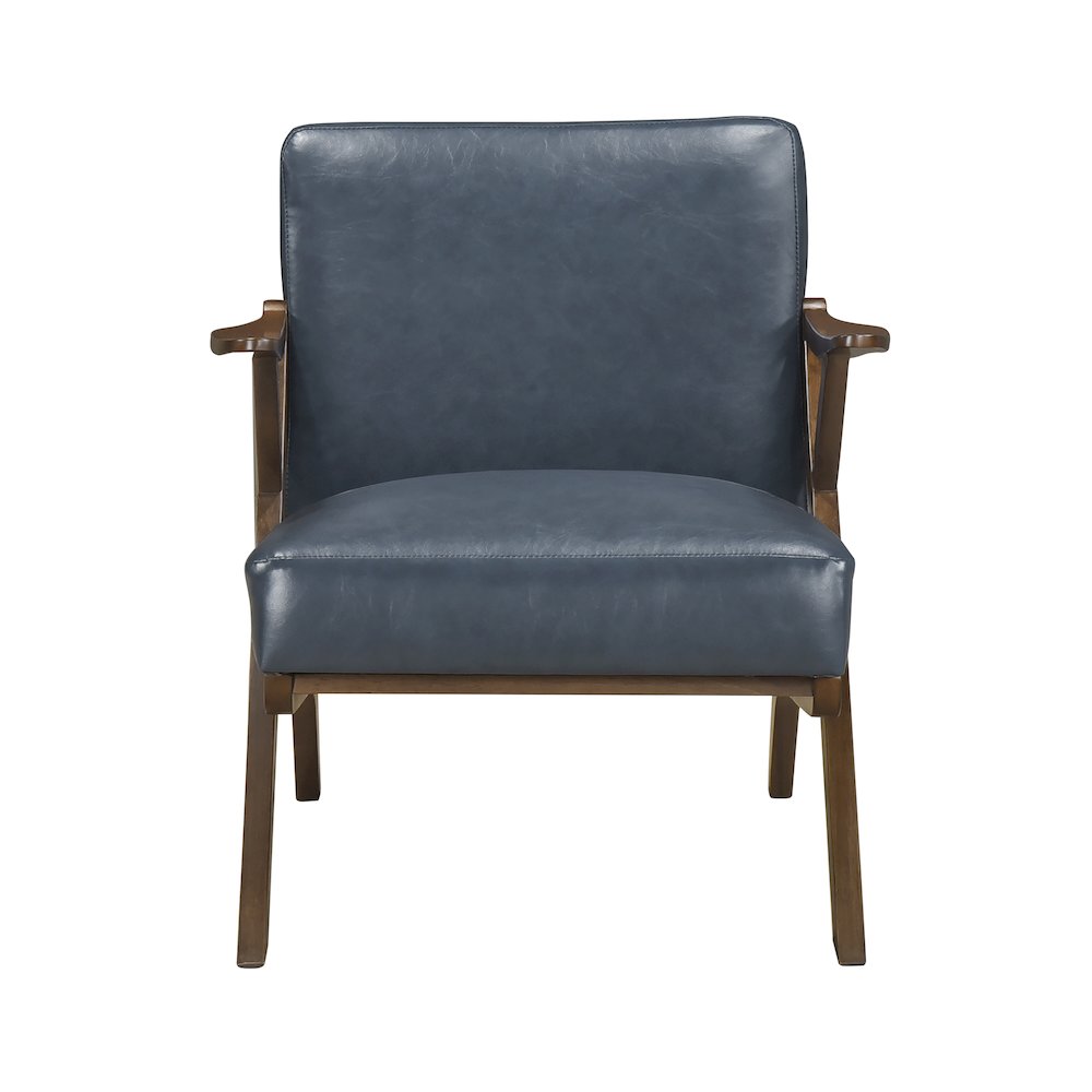 Gideon Faux Leather Accent Chair in Blue