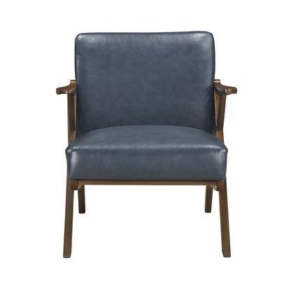 Gideon Faux Leather Accent Chair in Blue