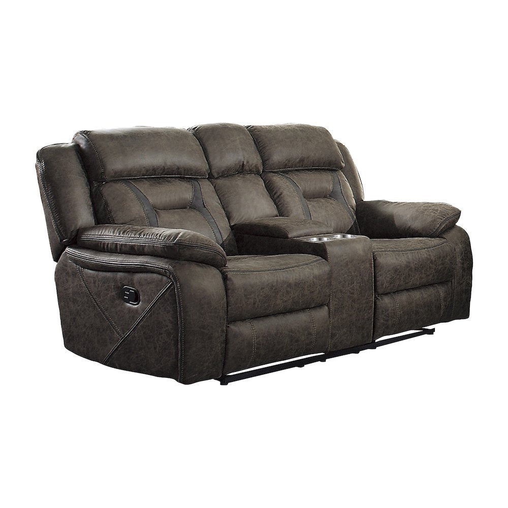 Madrona Microfiber Double Reclining Love Seat In Dark Brown