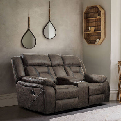 Madrona Microfiber Double Reclining Love Seat In Dark Brown
