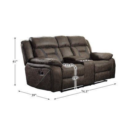 Madrona Microfiber Double Reclining Love Seat In Dark Brown
