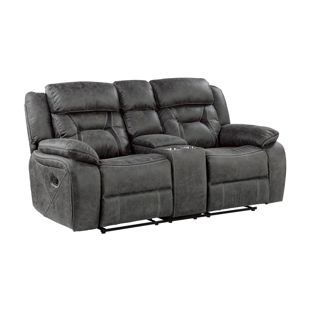 Madrona Microfiber Double Reclining Love Seat In Gray