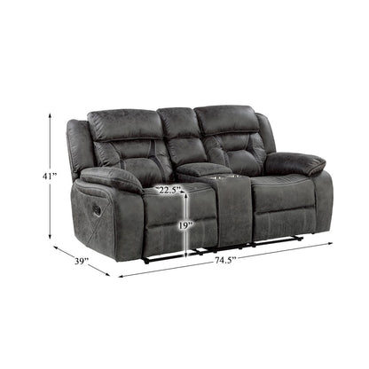 Madrona Microfiber Double Reclining Love Seat In Gray