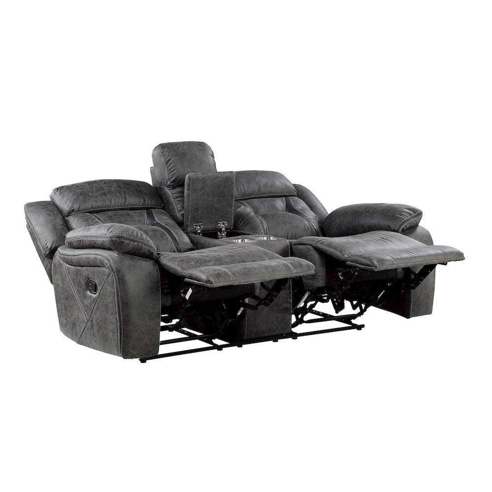 Madrona Microfiber Double Reclining Love Seat In Gray
