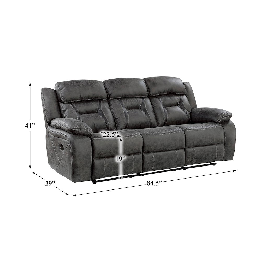 Madrona Microfiber Double Reclining Sofa In Gray