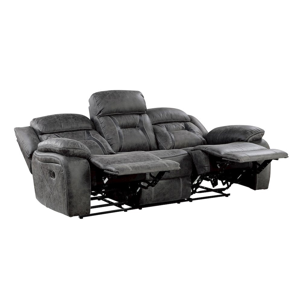 Madrona Microfiber Double Reclining Sofa In Gray