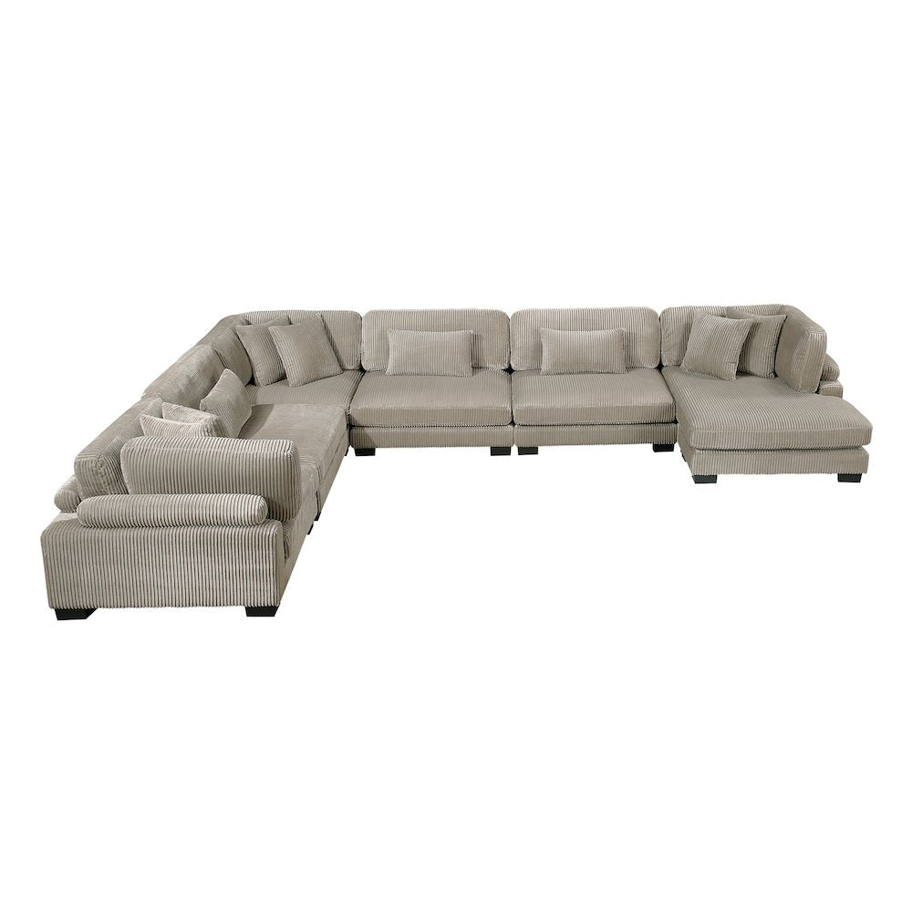 Traverse Corduroy 6-Piece Modular Sectional with chaise in Taupe