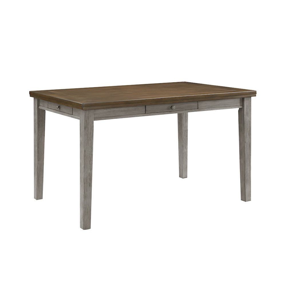 Tigard Asian Hardwood 5-Piece Counter Height Dining Set in Cherry & Gray