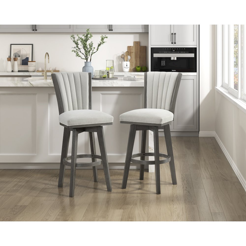 Corvallis Velvet Pub Height Swivel Stool, Set of 2 in Beige