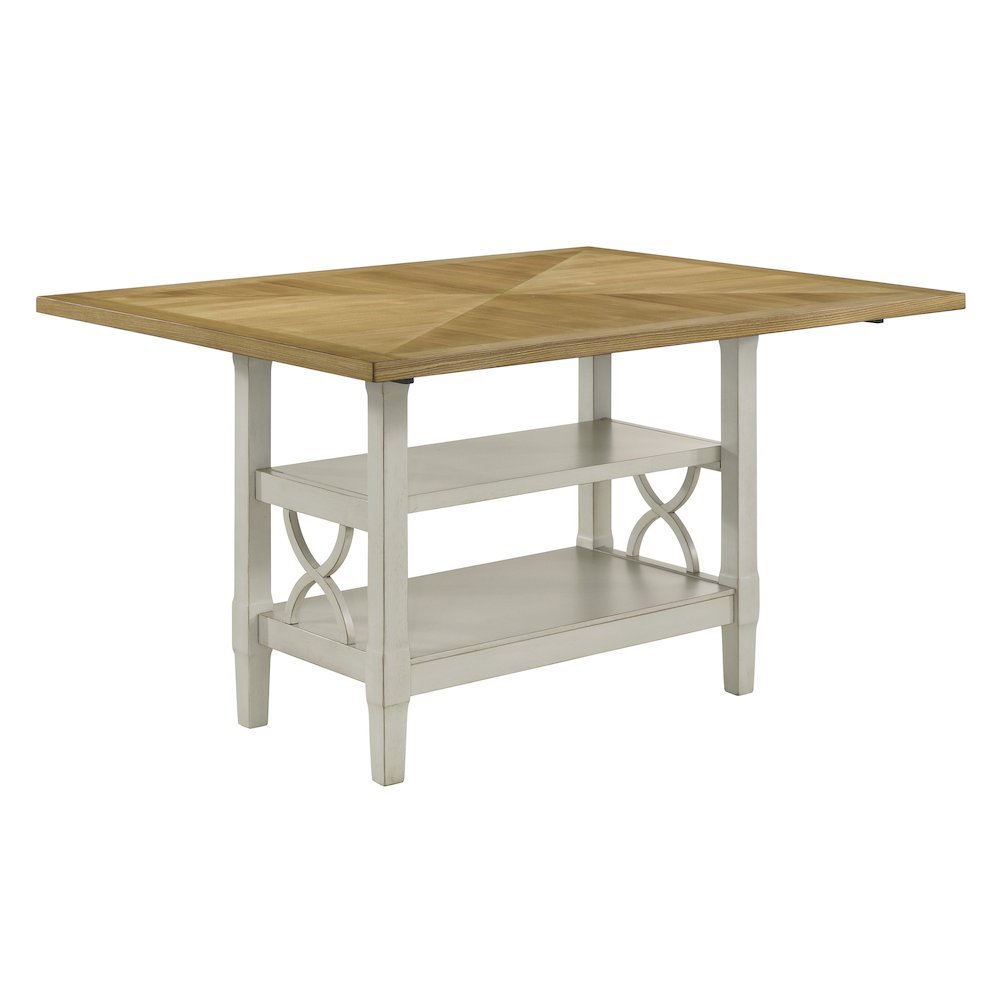 Maribelle Wood Veneer Counter Height Table in Light Oak and Gray
