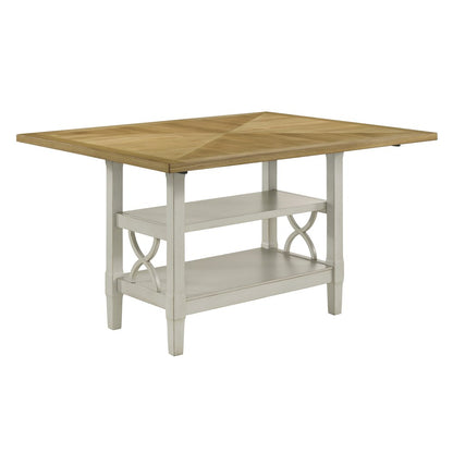 Maribelle Wood Veneer Counter Height Table in Light Oak and Gray