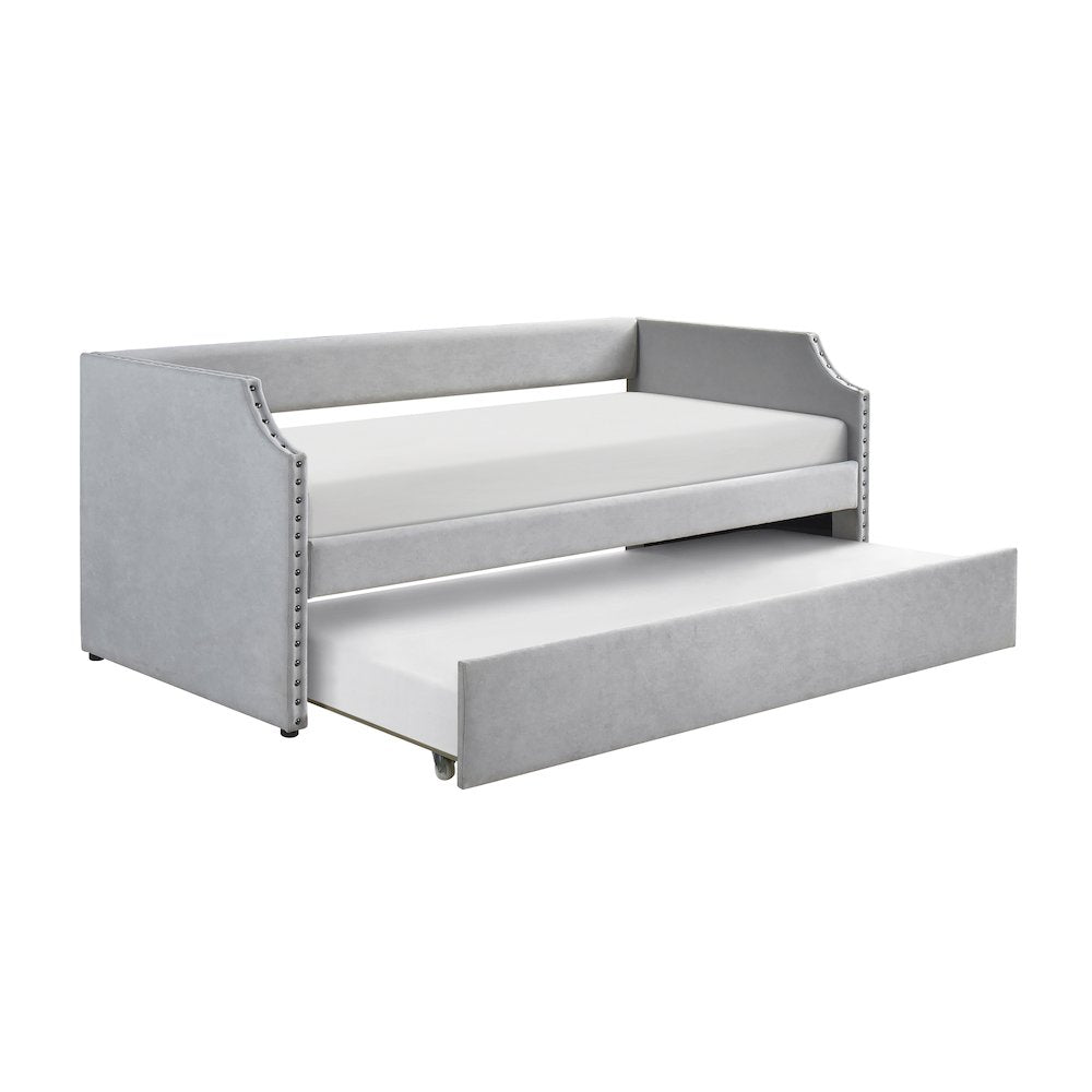Shiloh Textured Daybed with Trundle in Light Gray
