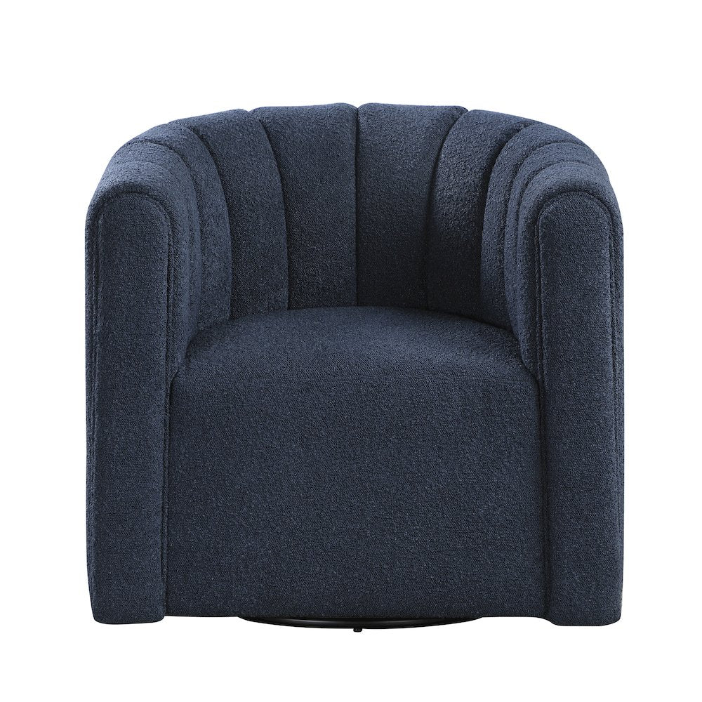 Essex Boucle Swivel Chair with Ottoman in Blue