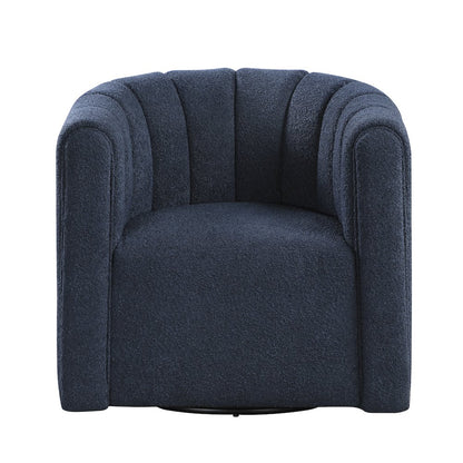 Essex Boucle Swivel Chair with Ottoman in Blue
