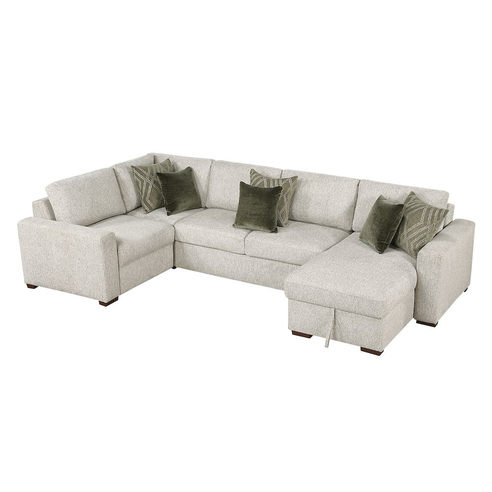 Isla Microfiber 4-Piece Sectional with Reversible Chaise in Sage Sand