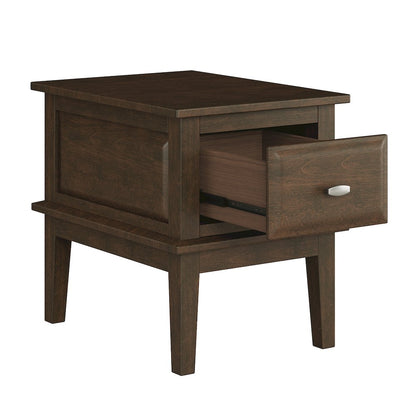 Minot Asian Hardwood End Table in Brown Cherry