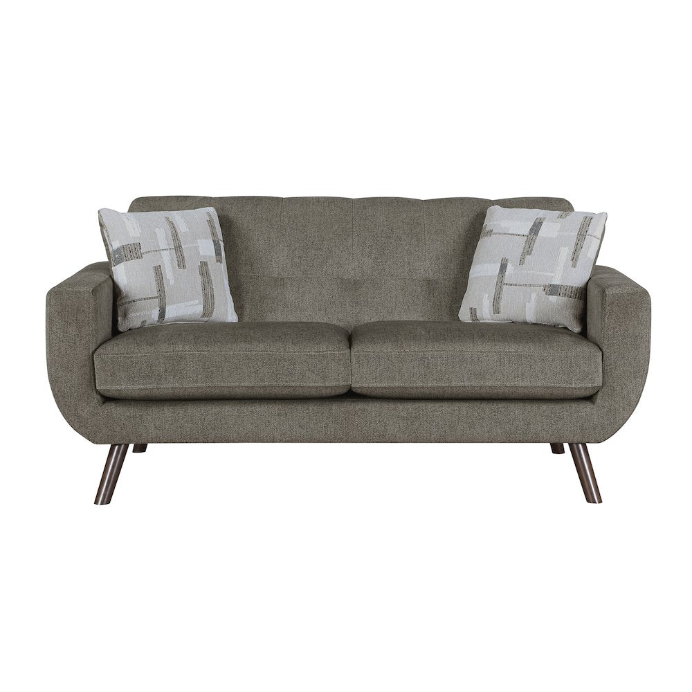 Janne Microfiber Love Seat in Brown