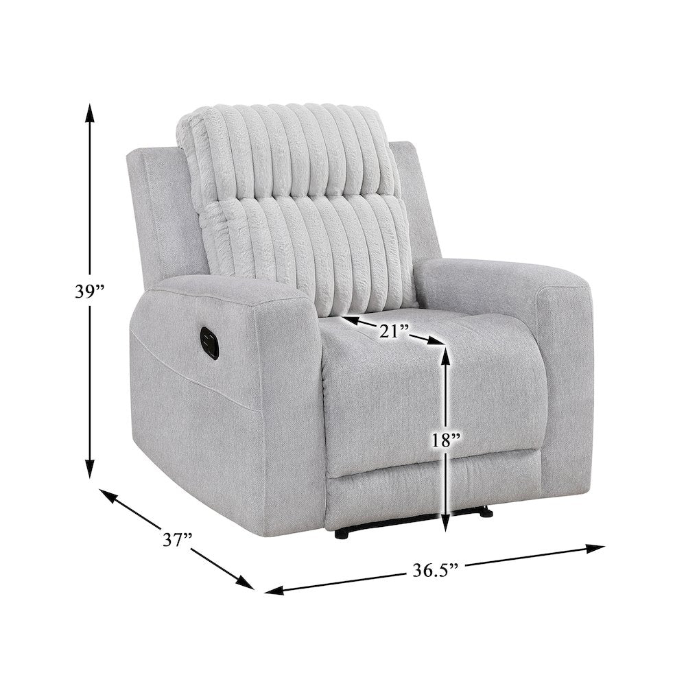Benton Corduroy Reclining Chair in Light Gray