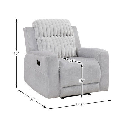 Benton Corduroy Reclining Chair in Light Gray