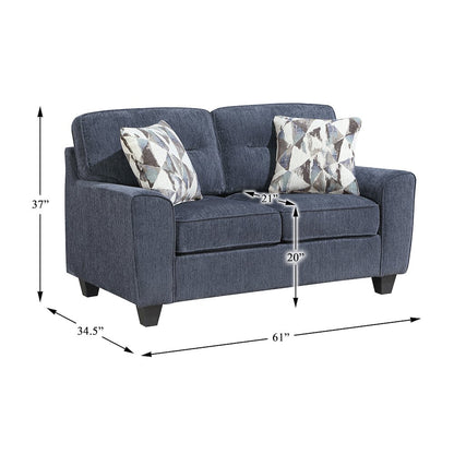 Bennett Chenille 2pc Set: Sofa, Love in Blue