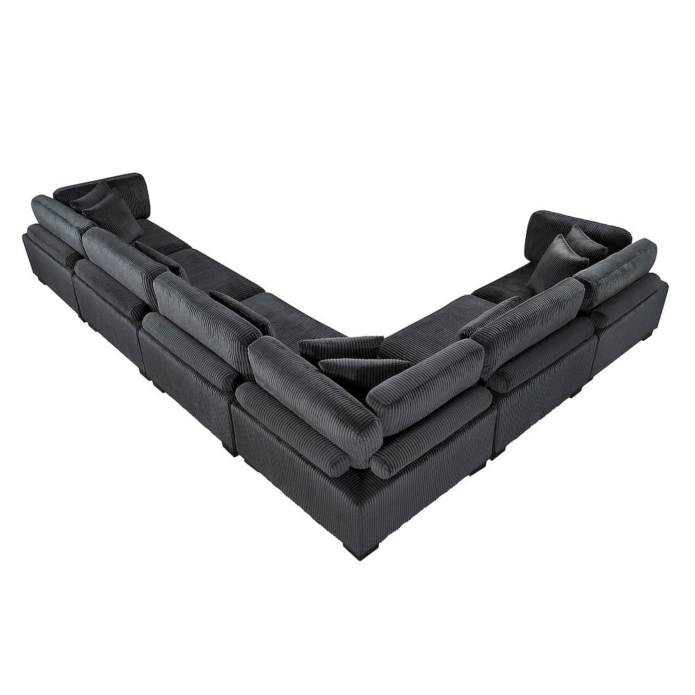 Traverse Corduroy 6-Piece Modular Sectional in Black