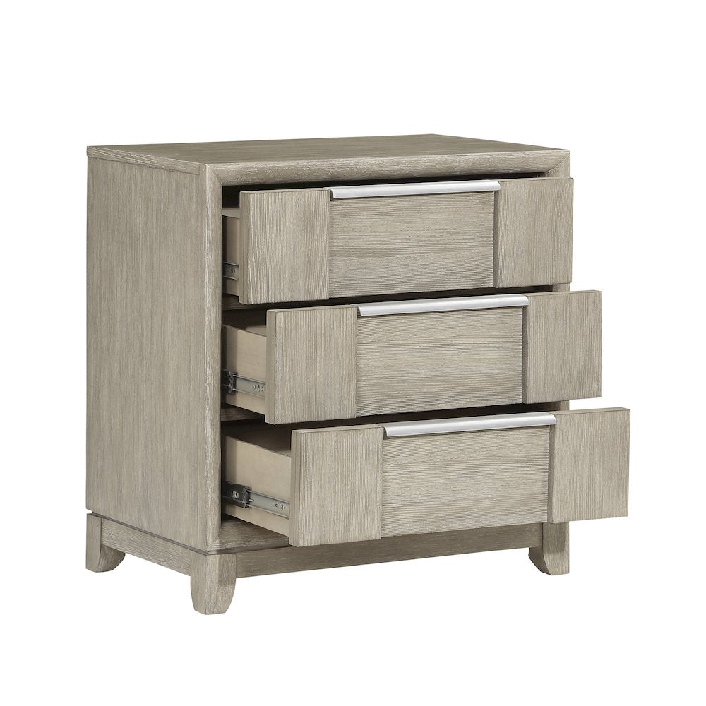 Mckewen Asian Hardwood Nightstand in Light Gray