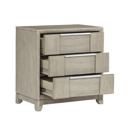 Mckewen Asian Hardwood Nightstand in Light Gray