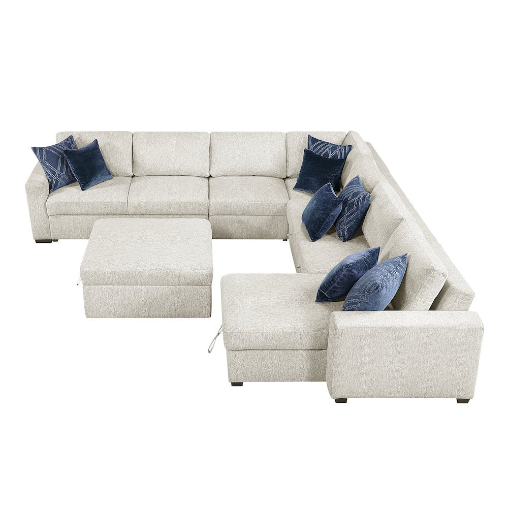 Isla Microfiber 6-Piece Sectional with Reversible Chaise in Beige
