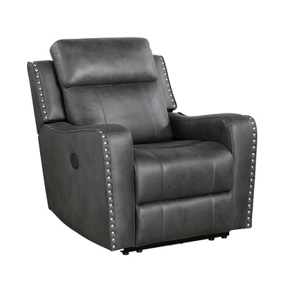 Kellen Microfiber Power Reclining Chair in Smoky Gray
