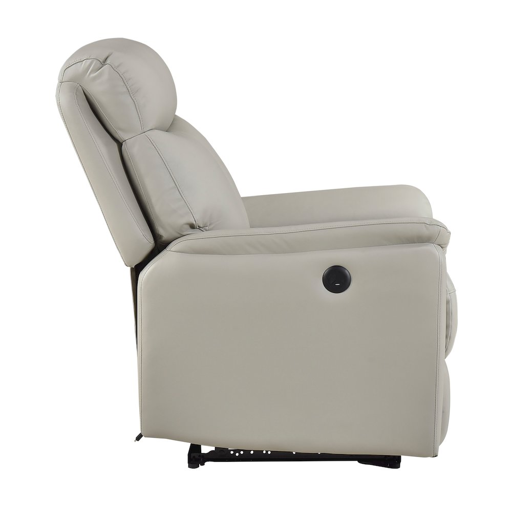 Leif Leather Power Reclining Chair in Light Gray