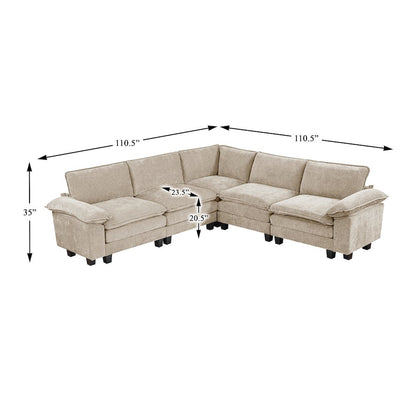 Dublin Chenille 5-Piece Modular Sectional in Taupe