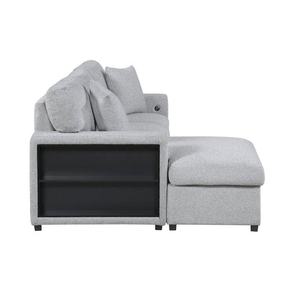 Pompano Boucle Sectional with Left Chaise, Pull-out Bed in Gray