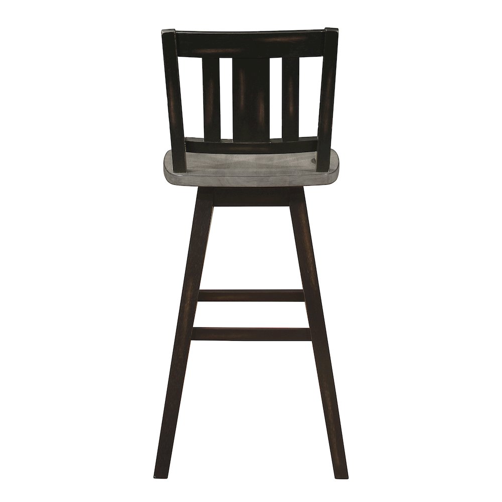 Amsonia Solid Wood Swivel Pub Height Chair, set of 2 in Gray and Black