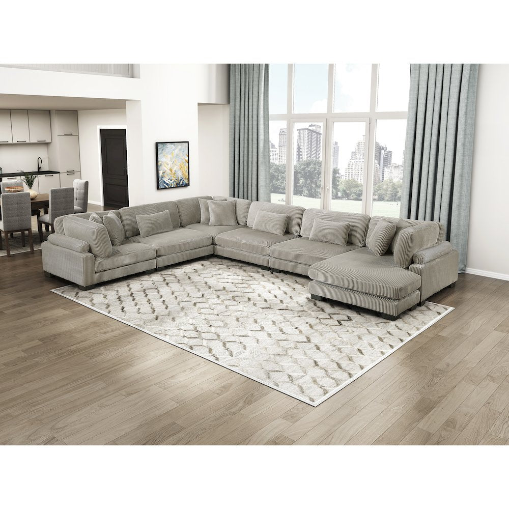 Traverse Corduroy 6-Piece Modular Sectional with chaise in Taupe