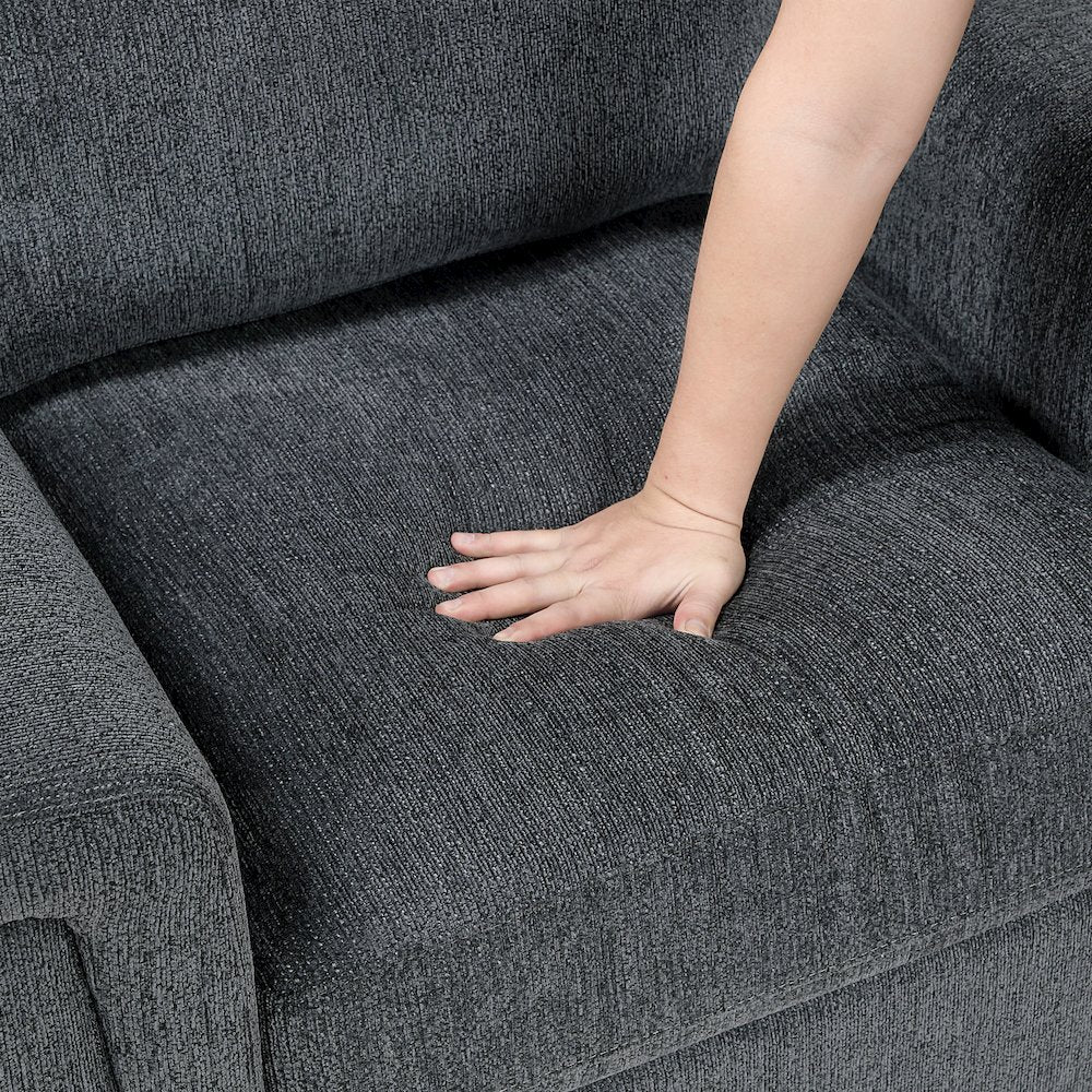 Chelsea Chenille 2pc Set: Sofa, Loveseat in Dark Gray