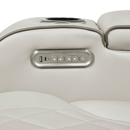 Fairway Faux Leather Power Double Reclining Love Seat in Taupe