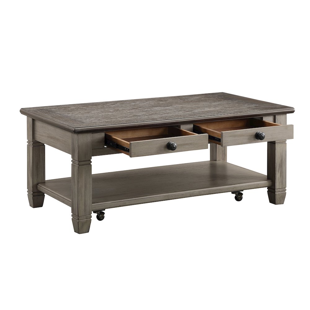 Granby Pine Cocktail Table in 2-Tone Finish (Coffee and Antique Gray)
