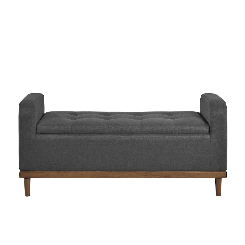 Brigitte Textured Lift Top Storage Bench in Dark Gray