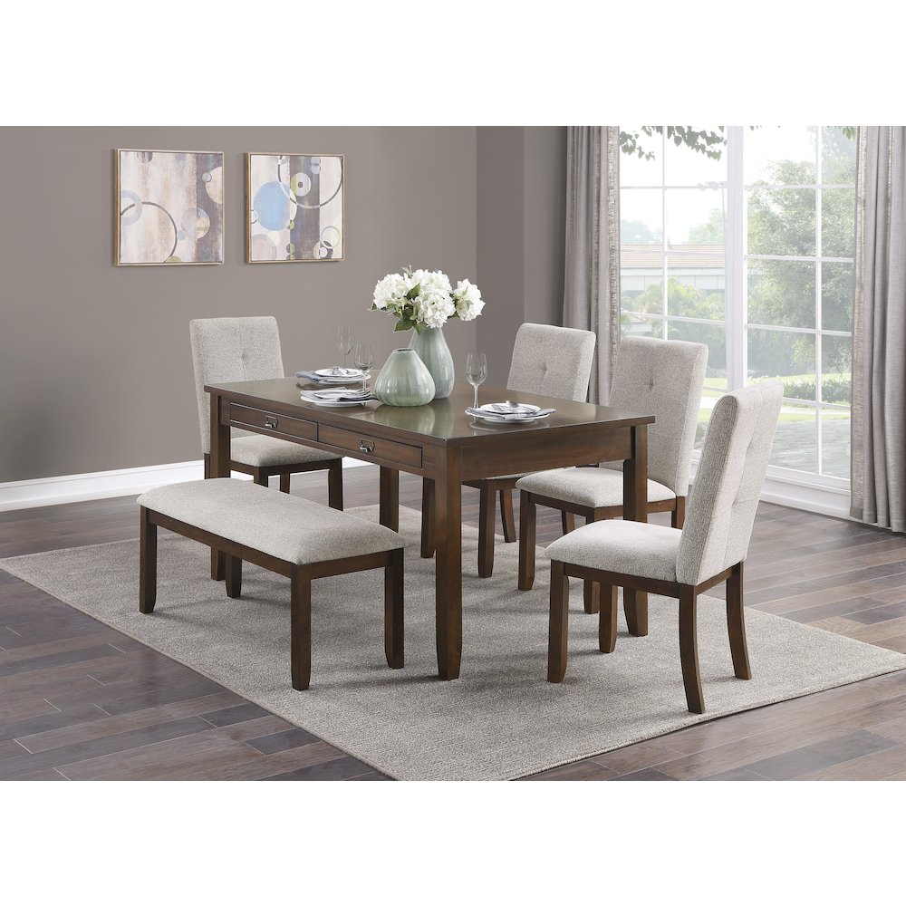 Binghampton Asian Hardwood 6-Piece Dining Set in Dark Cherry