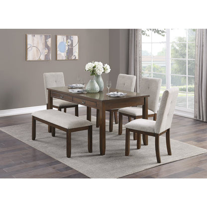 Binghampton Asian Hardwood 6-Piece Dining Set in Dark Cherry