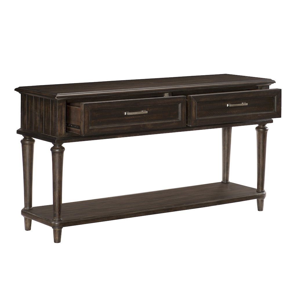 Cardano Asian Hardwood End Table with drawers  in Driftwood Charcoal