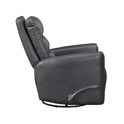 Dimitri Faux Leather Swivel Glider Reclining Chair in Gray