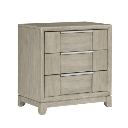Mckewen Asian Hardwood Nightstand in Light Gray