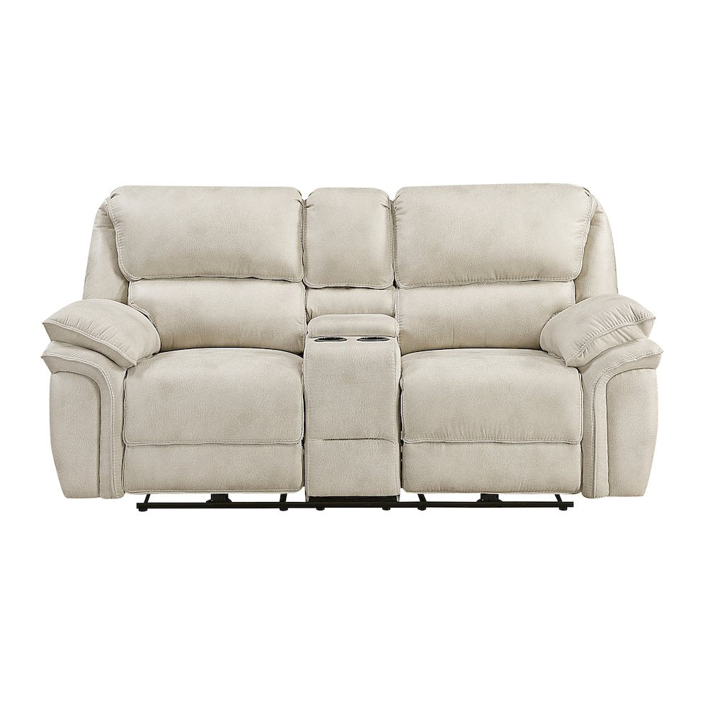 Proctor Microfiber Pwr Dbl Reclining L. Seat with Center Console in Sand