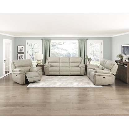 Proctor Microfiber Pwr Dbl Reclining L. Seat with Center Console in Sand