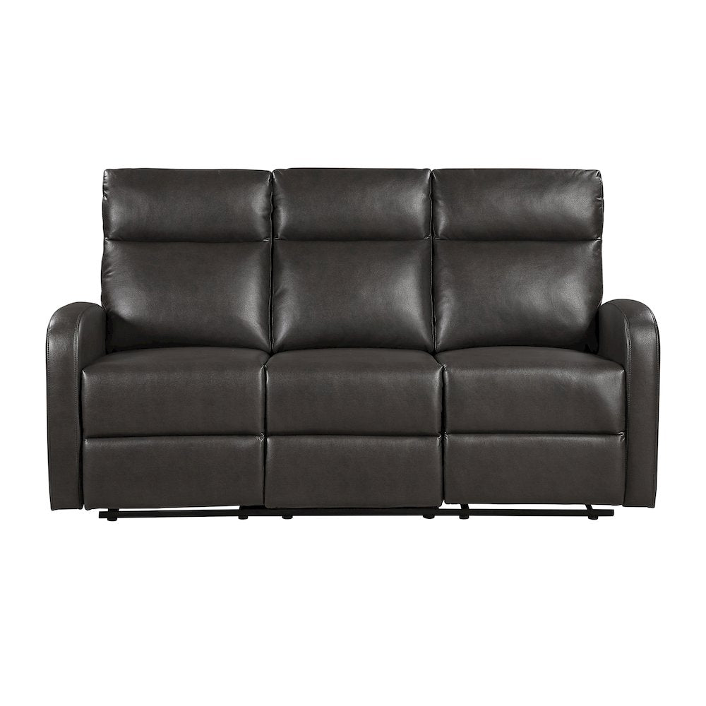 Allen Faux Leather Double Reclining Sofa in Espresso