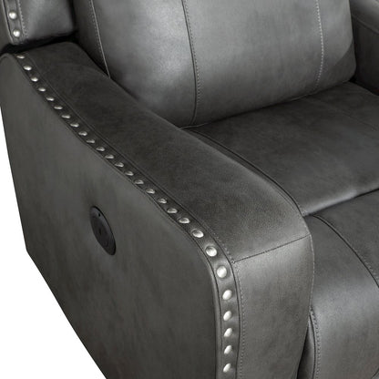 Kellen Microfiber 2pc Set: Sofa, Love in Smoky Gray