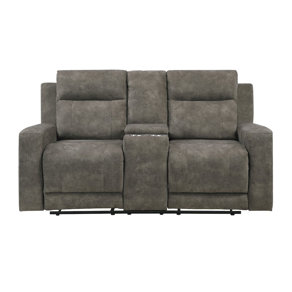 Muncie Microfiber 2pc Set: Sofa, Love in Brown